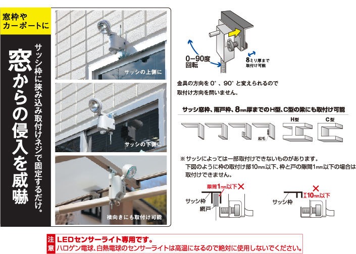 サッシ用センサーライト取付金具（SP-11） センサーライト｜高枝